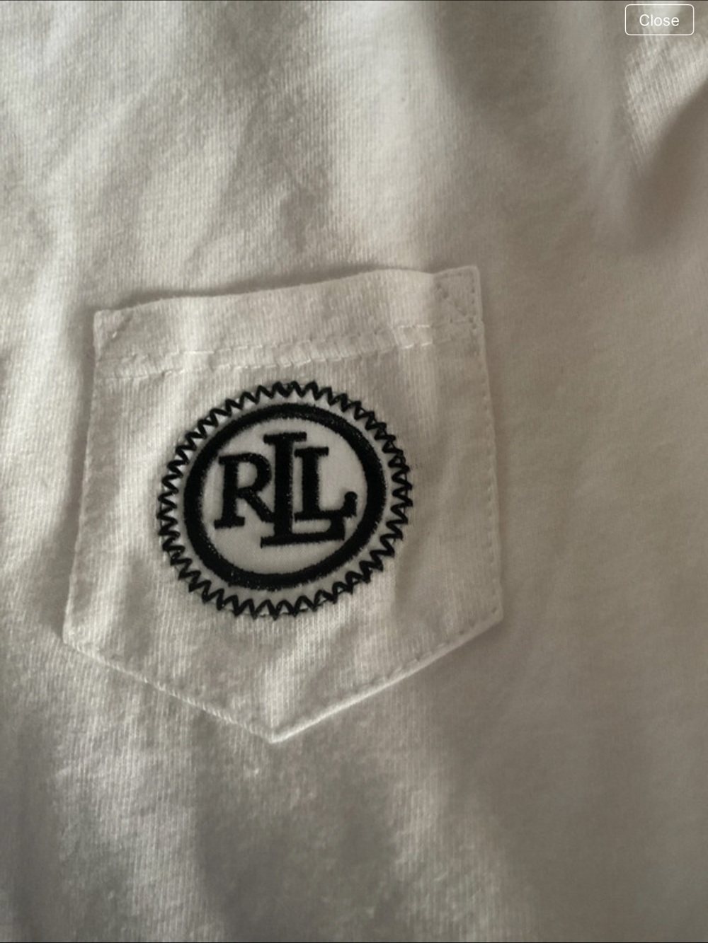 Ralph Lauren White Crew Neck Tee with Dark Green Care Tag